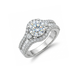 Bague de mariage et de fête personnalisée en or massif 14K/18K avec diamant rond de 1 carat cultivé en laboratoire, certifié IGI, qualité VVS-VS, taille brillant - Product Image 1