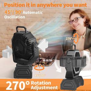 Portable 20000mAh Rechargeable Multifunctional Desk <b>Fan</b> with 3 Light Colors Remote Control for Outdoor Camping - Product Image 6