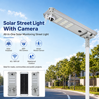 Lampadaire solaire intégré avec caméra 60W 80W, étanche IP65, détecteur de mouvement, éclairage LED pour routes extérieures et projets