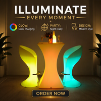 Comptoir de bar carré lumineux LED moderne, étanche IP65, rechargeable, RGB, lumineux, pour bar à domicile, club, discothèque, café, événements, mobilier