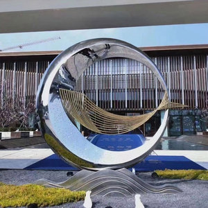 Escultura de pez de acero inoxidable S007, paisaje de jardín personalizado, Parque cuadrado de fibra de vidrio, ciudad animal, gran decoración artística al aire libre - Product Image 5