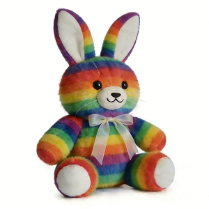 Peluche de animal arcoíris, peluche de conejo del Orgullo LGBTQIA+, peluche de conejo, peluche de conejo colorido, peluche arcoíris, peluche de conejo a rayas - Product Image 3