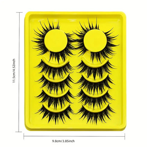 Faux cils effet dessin animé, pointus, style petit diable, noirs, épais, monobloc, pleine longueur, simulation naturelle, effet caméra - Product Image 6