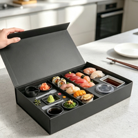 Boîte cadeau magnétique monobloc ESTICK pour sushis, qualité alimentaire, en carton gris mat, forme rectangulaire, personnalisable