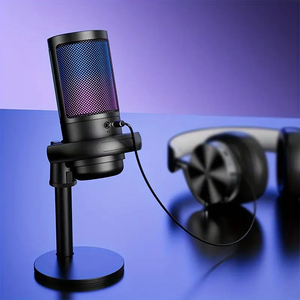 Dropshipping Products 2025 Microphone à condensateur professionnel pour enregistrement en studio Support RVB Fonction muet Microphone filaire en métal - Product Image 4