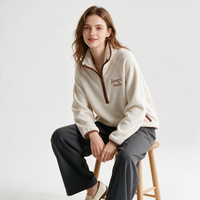 Sudadera de invierno personalizada nueva para mujer con cremallera de un cuarto, suéter cálido de forro polar, suéter informal con media cremallera para entrenamiento