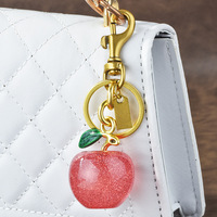 Porte-clés en métal mignon en forme de pomme, rouge, imperméable, résistant à l'usure, breloques pour sac, porte-clés, sac à dos, accessoires de voiture pour femmes