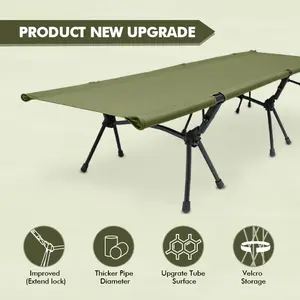 Ultralight Compact Travel Aluminum Camping Cot Adjustable Height Sleeping Cot Folding Camping Bed