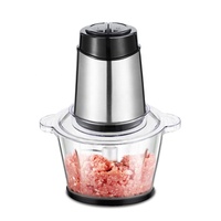Robot culinaire multifonctionnel 2 vitesses 500W en plastique ABS robuste, faible bruit, bol de 2L, pour aliments pour bébés (puissant hachoir électrique domestique 4)