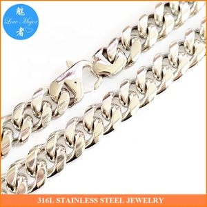 Collar <span class=keywords><strong>de</strong></span> joyería <span class=keywords><strong>de</strong></span> acero inoxidable, cadena redonda pulida <span class=keywords><strong>de</strong></span> 16mm <span class=keywords><strong>de</strong></span> ancho, Color plateado - Product Image 6