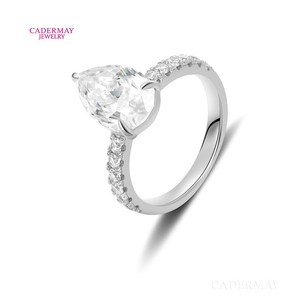 S925 Sterling <b>Silver</b> Moissanite <b>Ring</b> Pear Shape Pave Setting Engagement Jewelry For Women - Product Image 3