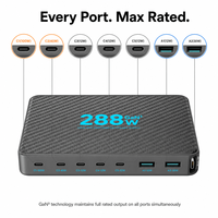 Station de charge GaN 288W 6C2A 8 ports, chargeur de bureau PD 100W PPS ultra-fin pour ordinateur portable iPhone, directement de l'usine
