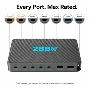 Charging Station GaN 288W 6C2A <strong>8</strong> Ports Desktop <strong>Charger</strong> PD 100W PPS Ultra-Thin <strong>Charger</strong> for Laptop <strong>iPhone</strong> Factory Direct - Product Image 4