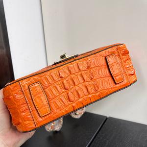Sac à bandoulière en cuir de crocodile 100% Orange100% pour femme, sac à main de luxe de créateur, motif alligator, sangle unique, usage quotidien - Product Image 4