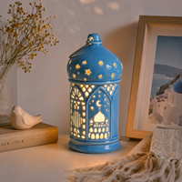 Lanterne en céramique à piles, lumière LED décorative, design mosquée islamique, décoration de table pour la maison, Eid Mubarak
