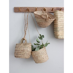 Panier suspendu en jonc de mer naturel tissé à la main, décoration murale bohème, rangement écologique, couleur personnalisée, vente en gros, fabricant vietnamien - Product Image 5