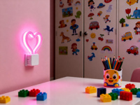 Lampe de nuit LED néon en forme de cœur romantique en ABS avec température de couleur multiple et prise américaine - Cadeau de la Saint-Valentin, décoration d'intérieur