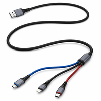Câble de charge USB 3-en-1 en nylon tressé pour charge rapide, compatible avec plusieurs appareils (Type C, Micro USB, USB-A) pour téléphones et tablettes - Vente en gros