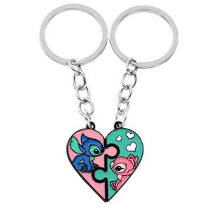 Llavero de Disney Lilo & Stitch, Figura de Dibujos Animados, Stitch, Ángel, Corazón de <span class=keywords><strong>Amor</strong></span>, Rompecabezas, Llaveros, el Mejor Regalo de <span class=keywords><strong>Amistad</strong></span>, Joyería - Product Image 6