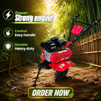Motoculteur Rotatif 170F 7 CV à Transmission par Courroie, Embrayage Externe, Démarrage par Lanceur, Lame de 900 mm pour Terres Sèches, Cultivateur Agricole (Lot)