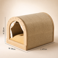 Maison pour animaux de compagnie en bois massif pour salon, avec griffoir en sisal intégré, utilisable toute l'année, sans débris dispersés, jouet pour chat