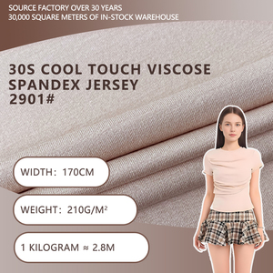 ผ้าถักเนื้อนิ่มเย็นสบาย 30S ผลิตจากวิสโคส 95% สแปนเด็กซ์ 5% แบบเรียบ ความกว้าง 170 ซม. น้ำหนัก 210 กรัมต่อตารางเมตร เหมาะสำหรับเสื้อยืด เสื้อกล้าม และเสื้อซับใน - Product Image 1