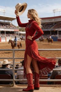Wholesale Spring/Autumn New Retro Western <strong>Cowgirl</strong> Style <strong>Dress</strong> Irregular Tassel Embroidery Long Sleeve Stretch Elegant Long <strong>Dress</strong> - Product Image 6