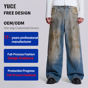<span class=keywords><strong>Jean</strong></span> baggy YUCE de haute qualité pour homme, style Y2K, coupe droite, jambe large, <span class=keywords><strong>délavé</strong></span>, surdimensionné, grande taille, effet usé, pantalon en denim hip-hop - Product Image 1