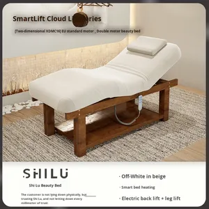 Lit de massage de luxe haut de gamme en bois massif, moderne, pour les soins du visage et des cils, utilisation en salon ou en salon de beauté, confortable et réglable - Product Image 2