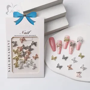 New 3D Bow Nail Art Decorations Bows Nail Charms Metal Butterfly Nail Accessories