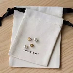 Promotional Small Cotton <b>Drawstring</b> Gift Bag Cotton Fabric Jewellery <b>Pouch</b> With Logo Print - Product Image 3