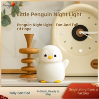 Veilleuse LED moderne en forme de pingouin, contrôle tactile, alimentation USB, intensité réglable, lumière blanc chaud, pour le sommeil des bébés, utilisation à la maison, chambre à coucher, en silicone