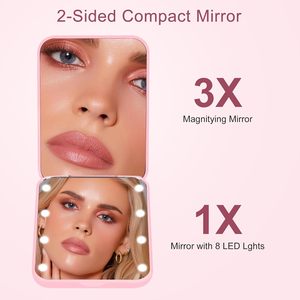 Espejo Cosmético Portátil Plegable de Bolsillo de Doble Cara con Luz LED y Aumento de 1X/2X Personalizado - Product Image 6