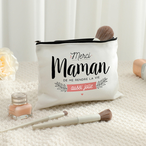 Merci Maman De Me Rendre <span class=keywords><strong>La</strong></span> Vie Aussi <span class=keywords><strong>Jolie</strong></span> Borsa per il Trucco Personalizzata con Motivo, Beauty Case da Viaggio - Product Image 4