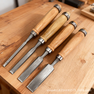 Ensemble de ciseaux à bois Firmer, 4 pièces, 1/4, 1/2, 3/4, 1 pouce, outils de sculpture sur bois avec manche en bois pour la menuiserie - Product Image 2