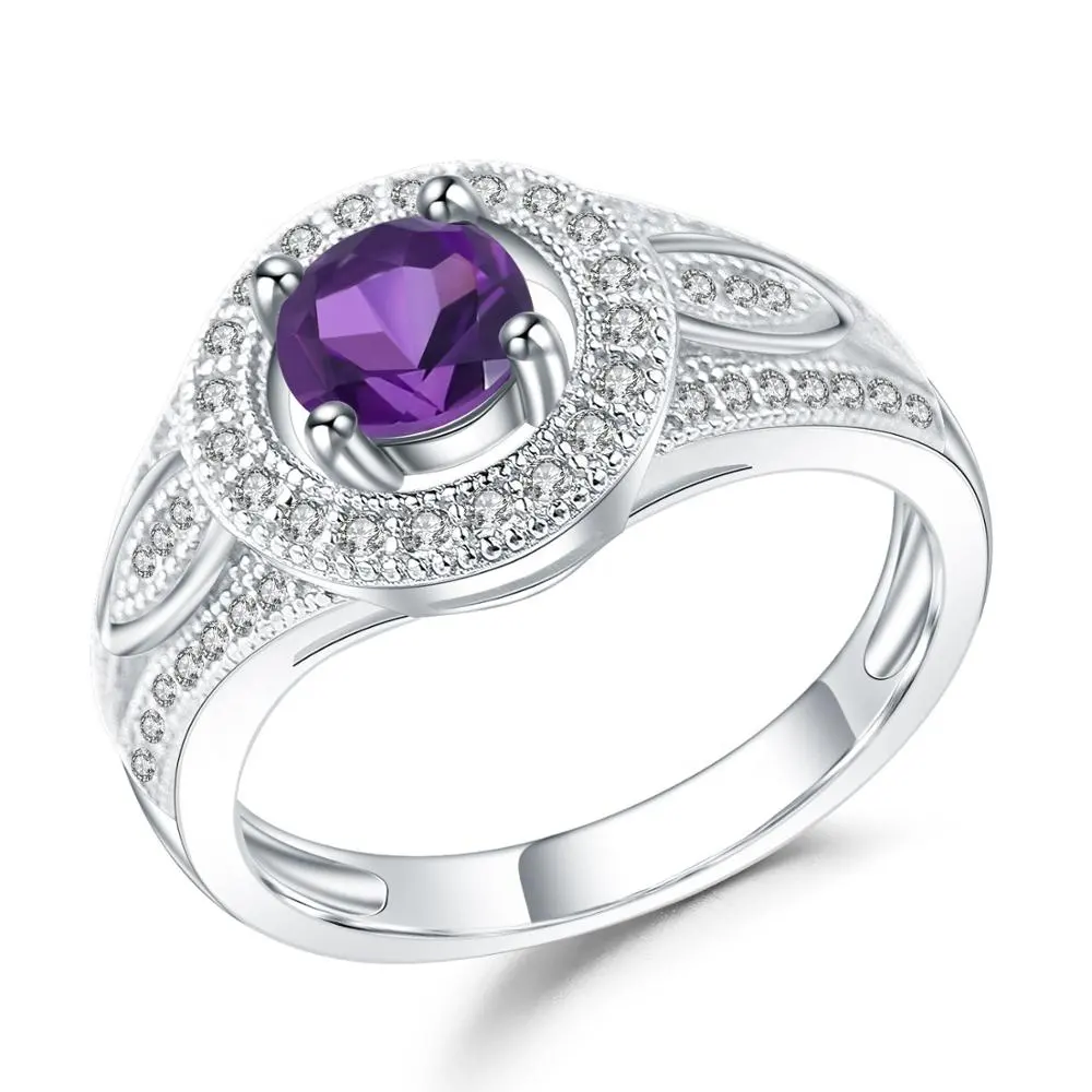 Abiding Vintage Natural Gemstone Fashion 925 Sterling Silver Jewelry Engagement Amethyst Rings Women