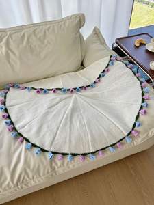 Manta de <span class=keywords><strong>Ganchillo</strong></span> DIY Más Vendida al por Mayor, Diseño de Rosa y Girasol, Material Vegetal, Alfombra Floral, Cubrecama, Diseño Trenzado de Punto - Product Image 6