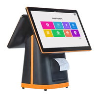 Windows 10/11 todo en uno pos caja registradora pantalla dual pos terminal QR código escáner pos hardware con impresora térmica I3/i5/i7