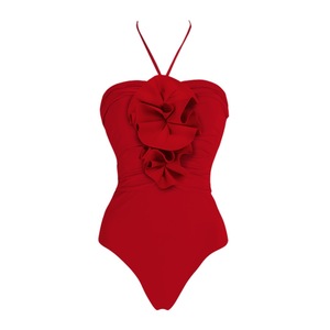 2024 Detachable 3D Flower Red One Piece <strong>Swimsuit</strong> and <strong>Skirt</strong> Vacation Swimwear <strong>Women</strong> Bikinis Beachwear Luxury Bathing Suits - Product Image 6