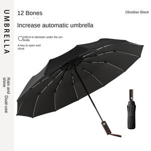 12-bone Double Keel Three-fold <b>Automatic</b> Folding Black Glue Sunscreen Rain Dual-use Sunshade Manufacturers Spot Printing - Product Image 6