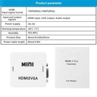 Caja Convertidora Full HD 1080P de HDMI a VGA con Audio y USB Mini HDMI2VGA Convertidor HDMI a VGA