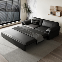 Canapé-lit en cuir PU avec grand espace de rangement, accoudoirs surdimensionnés, convertible, pour salon