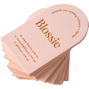 Customized Pink Wedding Greeting Card Jewelry Special Paper Card Embossed Hot Foil Card
