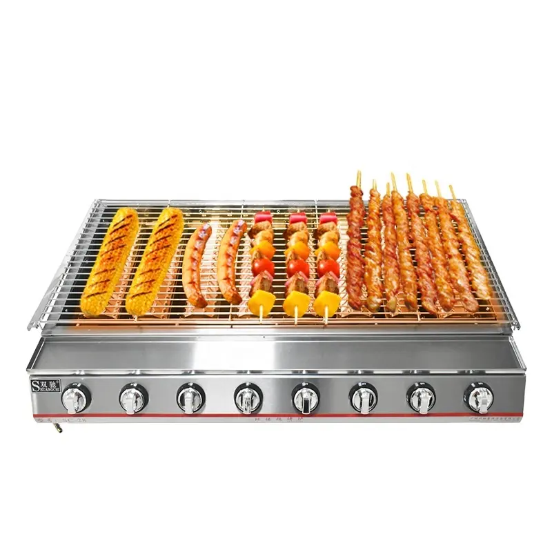 Griglia per barbecue a gas gpl grande bruciatore girarrosto per carne fornello grill macchina 8 fuochi barbecue a gas grill carne kebab torrefazione baker