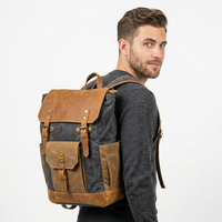 Mochilas de lona encerada vintage al por mayor para hombre, mochilas enrollables para portátil, mochilas escolares Smiggle, logotipo personalizado al por mayor