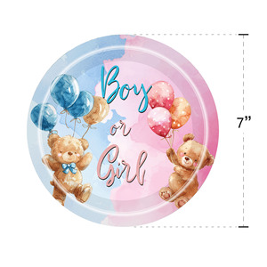 Kit de fournitures de fête jetables sur le thème de l'ours pour garçon ou fille, assiettes, gobelets, serviettes pour fête de révélation du sexe - Product Image 4