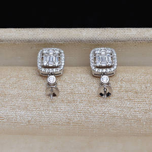 Boucles d'oreilles carrées en argent S925 avec incrustation de perles de 8 à 13 mm JG5257, accessoires de bijouterie DIY, support vide, composants et trouvailles de bijouterie - Product Image 4