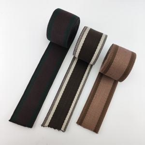 Sangle de sac en coton tissé de 50mm personnalisée en usine Sangle d'épaule à trois rayures - Product Image 1