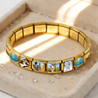 Vente en gros de breloques personnalisées en acier inoxydable gravées au laser avec logo photo et texte, breloques italiennes pour la fabrication de bijoux