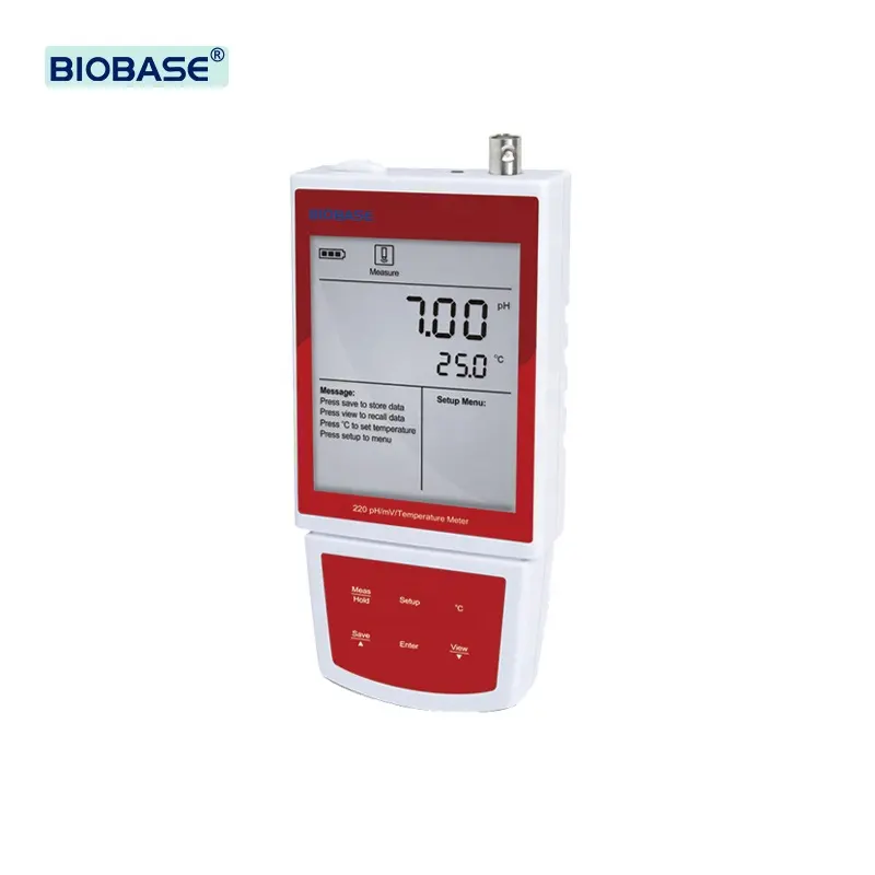 Medidor de pH/ORP portátil BIOBASE-2,00 ~ 16pH Indicador de estabilidad Función de retención automática para laboratorio